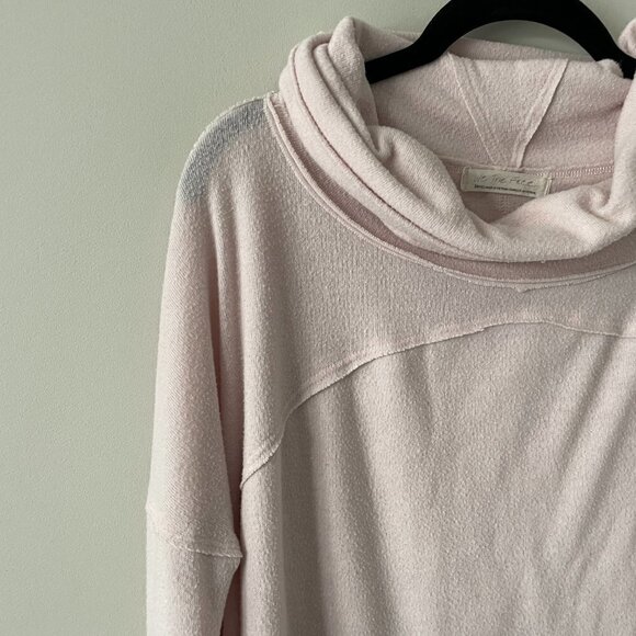 Free People Cozy Time Funnel Top Long Sleeve Cowl Neck Casual Blush Small - Picture 4 of 7